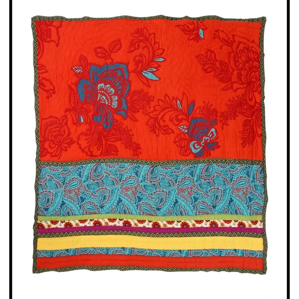 VTG Anna Paisley Patchwork Quilt/Sham Anthropologie Bohemian Twin 100% cotton